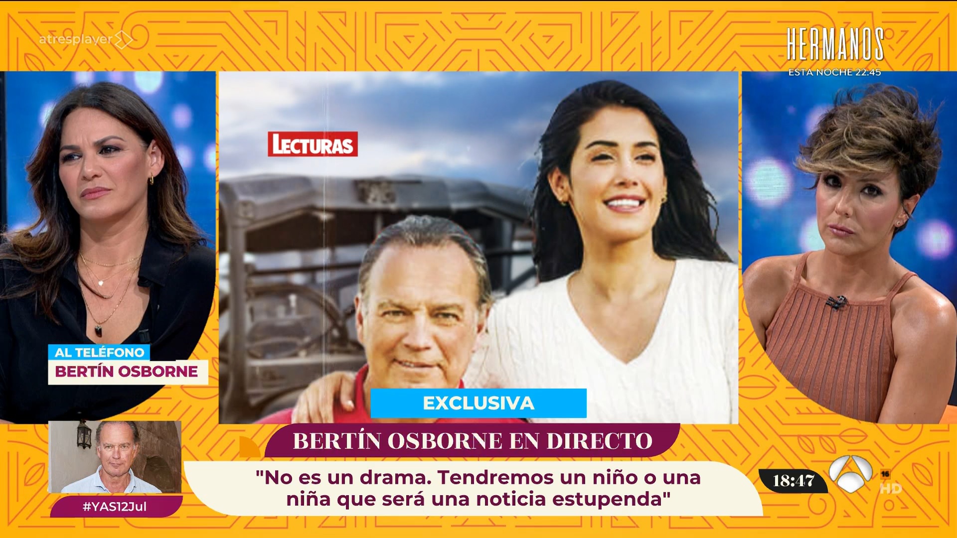 Bertín Osborne habló para Y ahora Sonsoles sobre su próxima paternidad