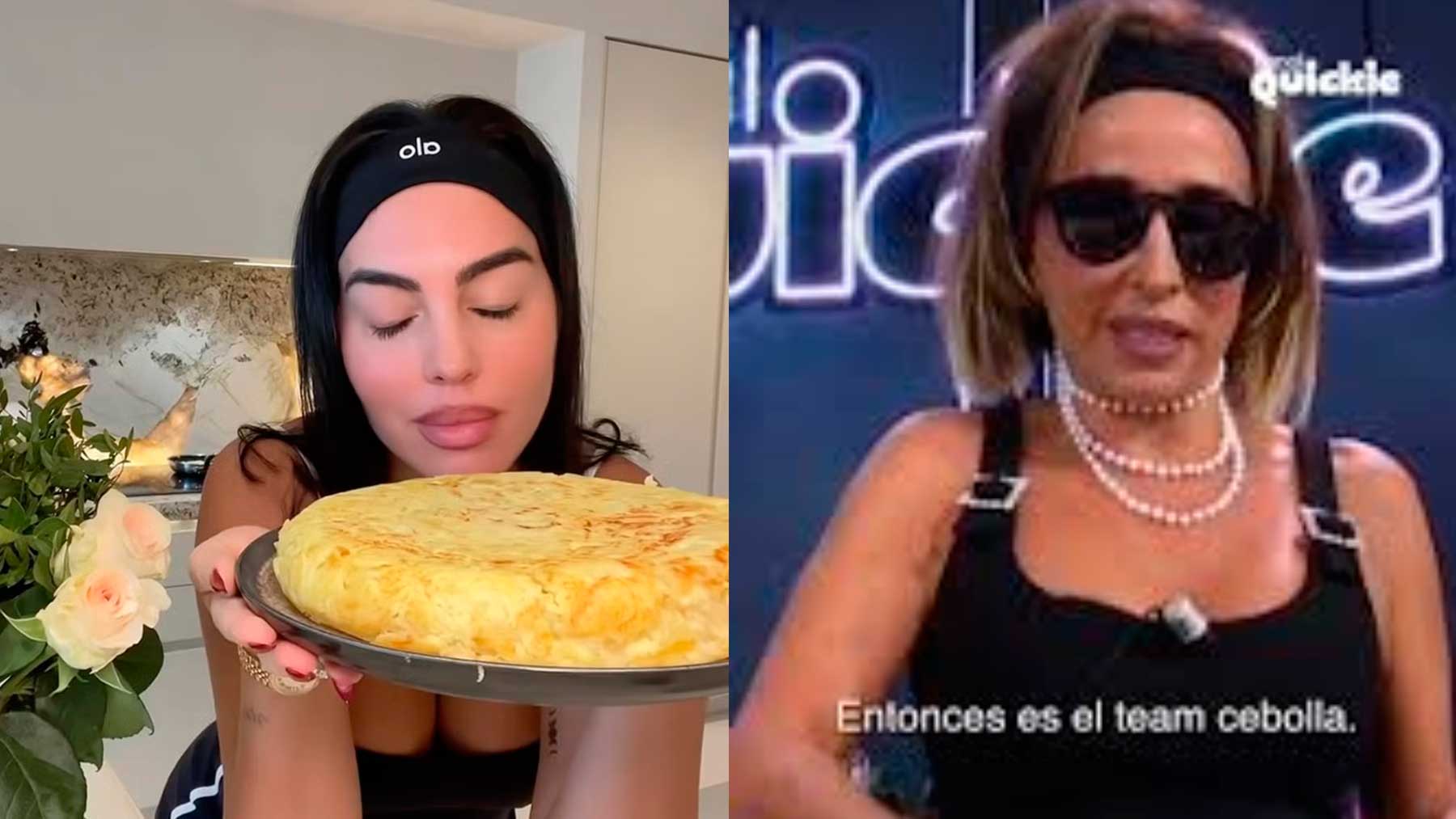 María Patiño y Georgina Rodríguez cocinando tortilla de patata (Montaje Última Hora Famosos).