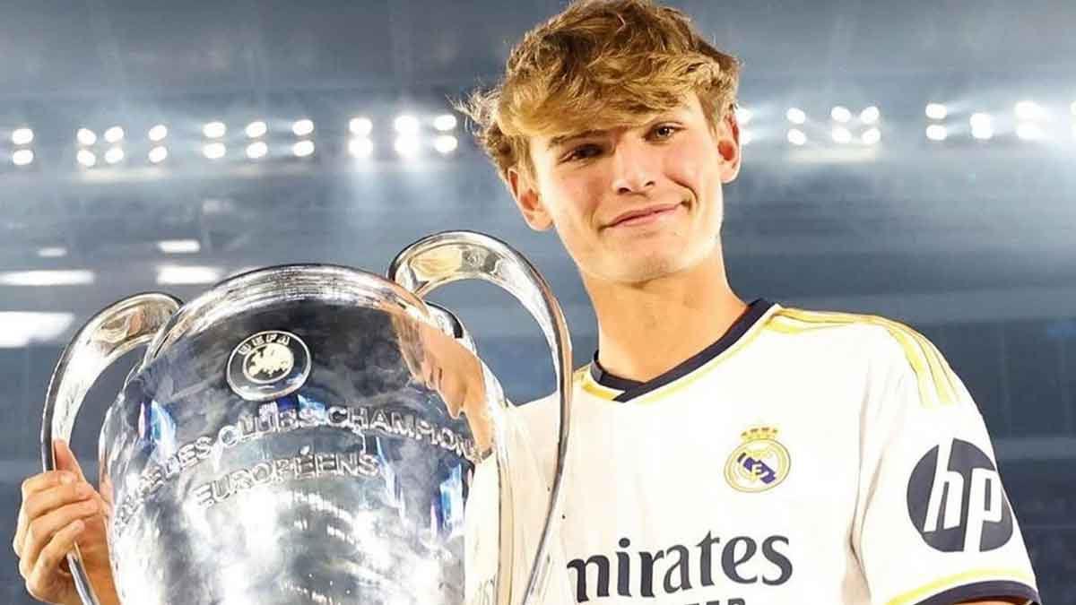 Nico Paz durante la celebración del Real Madrid (Instagram).