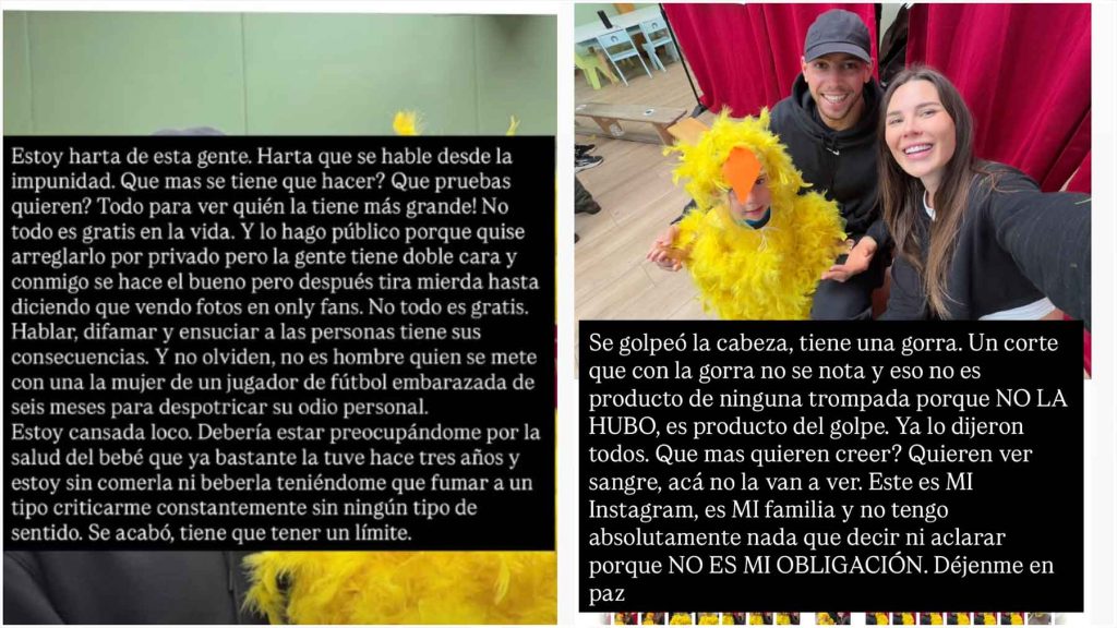 Comunicado de Mina Bonino, mujer de Fede Valverde (Instagram).