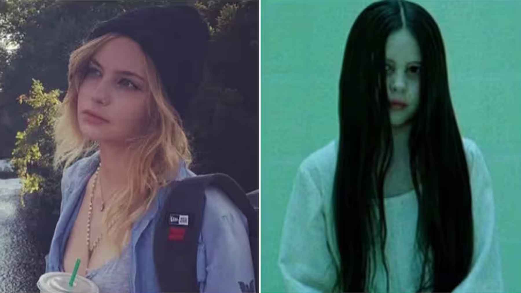 Daveigh Chase en una imagen de sus redes sociales y a la derecha en una imagen de la película 'The Ring'.