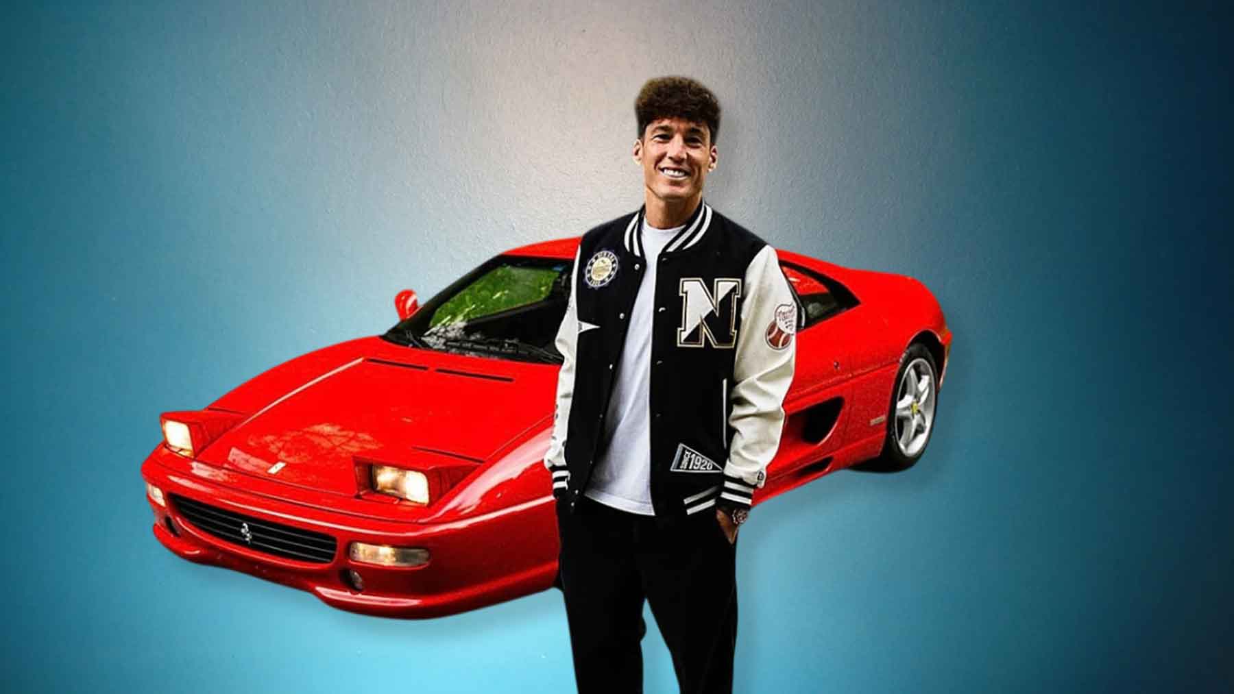Montaje de imágenes de Aleix Espargaró con su Ferrari (Instagram).