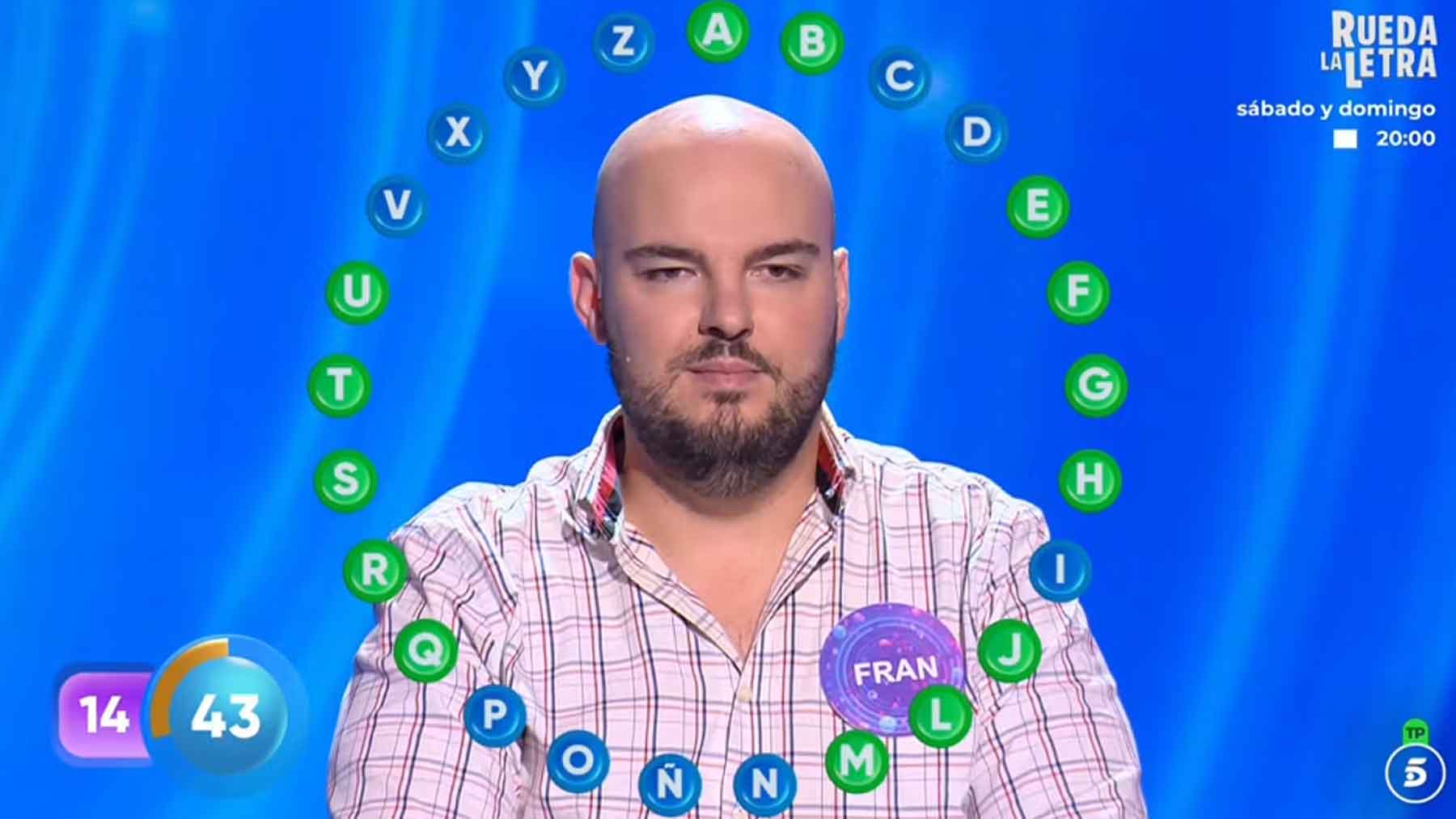 Fran González en 'Rueda la letra' (Mediaset).